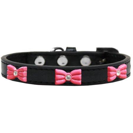 MIRAGE PET PRODUCTS Pink Glitter Bow Widget Dog CollarBlack Size 16 631-11 BK16